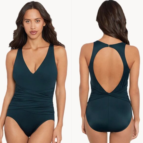 New! Magicsuit GreenPlot Twist Valerie One Piece Swimsuit nwot 35072 - Picture 1 of 14